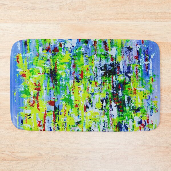 Item preview, Neon Skyline – Blue & Lime Abstract Cityscape designed and sold by Ingorgia Studio.