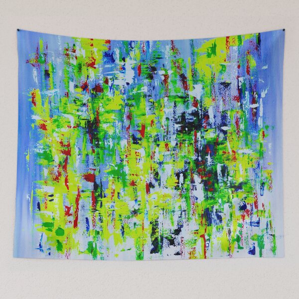 Item preview, Neon Skyline – Blue & Lime Abstract Cityscape designed and sold by Ingorgia Studio.
