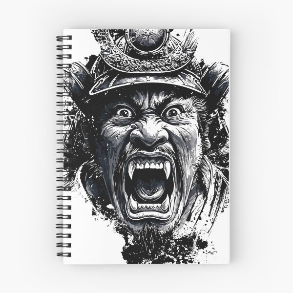 Item preview, Fierce Roaring Samurai Ghost - Dark Ink Splatter Oni Warrior Art designed and sold by Structure-Blue.