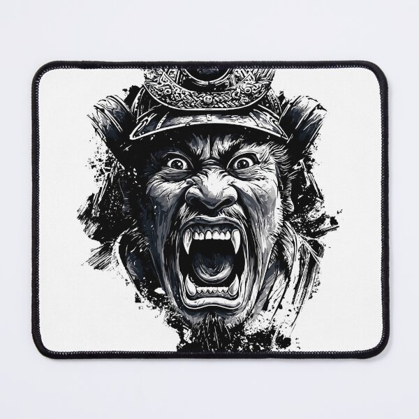 Item preview, Fierce Roaring Samurai Ghost - Dark Ink Splatter Oni Warrior Art designed and sold by Structure-Blue.