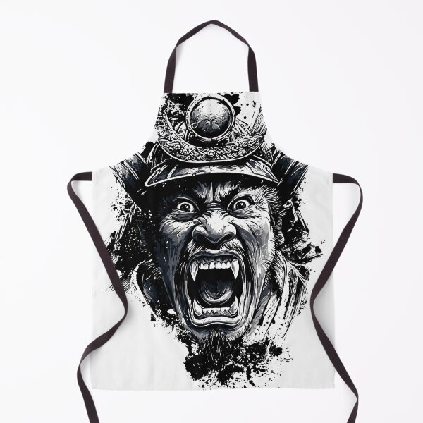 Item preview, Fierce Roaring Samurai Ghost - Dark Ink Splatter Oni Warrior Art designed and sold by Structure-Blue.