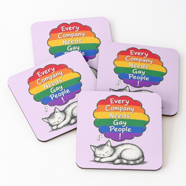 Item preview, Funny Gay Cat | Every Company Needs Gay People | LGBTQ+ Pride Cat Illustration designed and sold by Ginastle26.