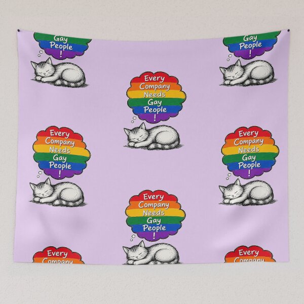 Item preview, Funny Gay Cat | Every Company Needs Gay People | LGBTQ+ Pride Cat Illustration designed and sold by Ginastle26.