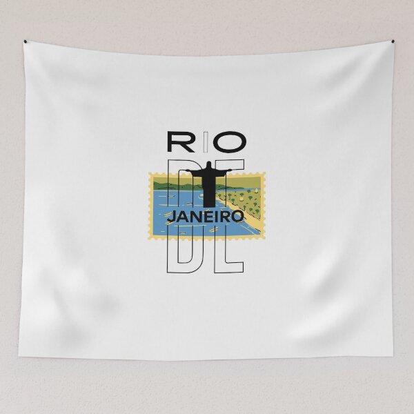 Item preview, Rio de Janeiro Travel Poster – Modern Minimalist Brazil Wall Art | Christ the Redeemer Vintage Stamp Design designed and sold by ElartedeNoel.