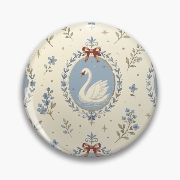 Item preview, Vintage Blue Swan Floral Cottagecore Pattern designed and sold by Beans' Art Studio.