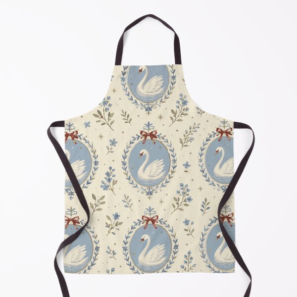 Artikelvorschau, Vintage Blue Swan Floral Cottagecore Muster entworfen und verkauft von Beans' Art Studio.