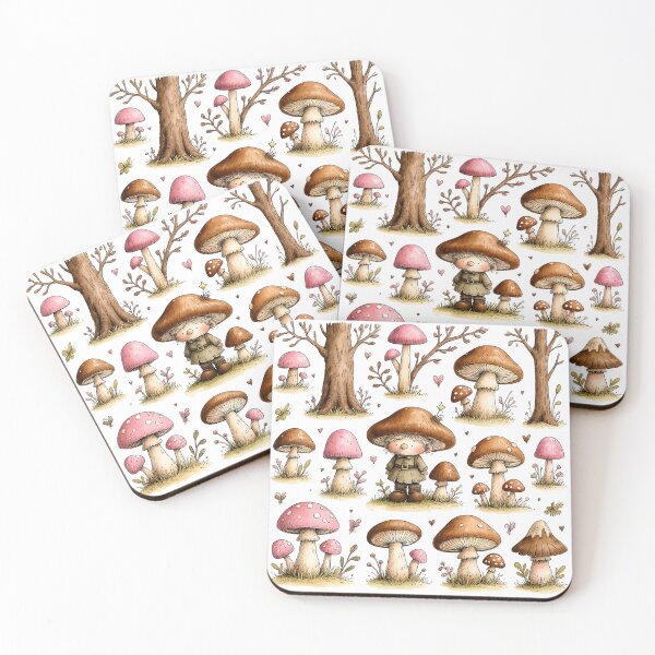 Item preview, Cute Mushroom Cottagecore Kitchen Pattern designed and sold by PeacefulD-signs.