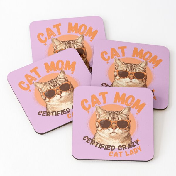 Item preview, Certified Crazy Cat Mom with Sunglasses Retro Cat Lover designed and sold by Randomnessy.