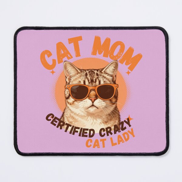 Item preview, Certified Crazy Cat Mom with Sunglasses Retro Cat Lover designed and sold by Randomnessy.