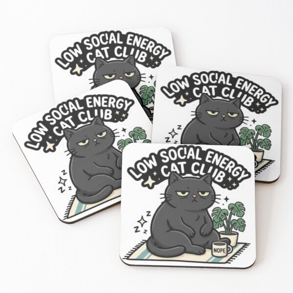 Item preview, Low Social Energy Cat Club designed and sold by shop bst.