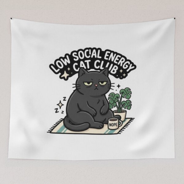 Item preview, Low Social Energy Cat Club designed and sold by shop bst.