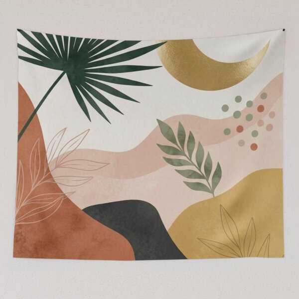 Item preview, Boho Tropical Moon Wall Art Print, Abstract Botanical Palm Leaf Illustration, Celestial Crescent Moon Decor, Modern Earth Tone Minimalist Aesthetic, Neutral Nature Poster, Bohemian Home Decor designed and sold by Zaitmiprints.