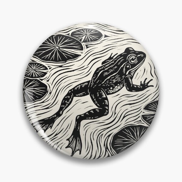 Item preview, Frog in Swamp Linocut Style Vintage Toad Lover  designed and sold by Y-Vibes.