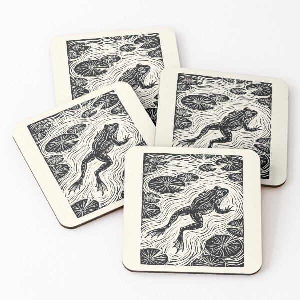 Item preview, Frog in Swamp Linocut Style Vintage Toad Lover  designed and sold by Y-Vibes.