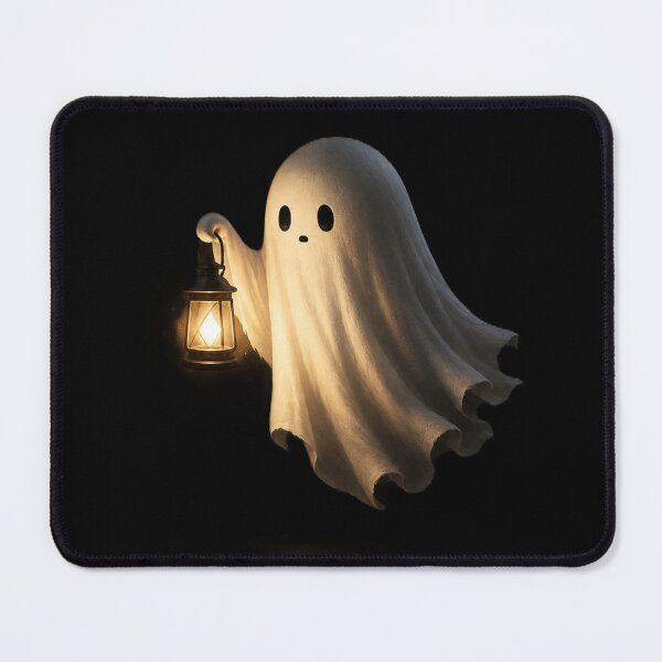 Item preview, Little Ghost with Lantern – Cozy Spooky Night Illustration designed and sold by BlackBoneArt.