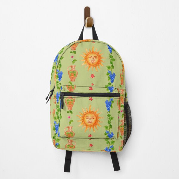 Item preview, Portuguese Folk – Sun, Grapevines & Terracotta Jugs on Soft Olive designed and sold by Piret Victoria Ribas.