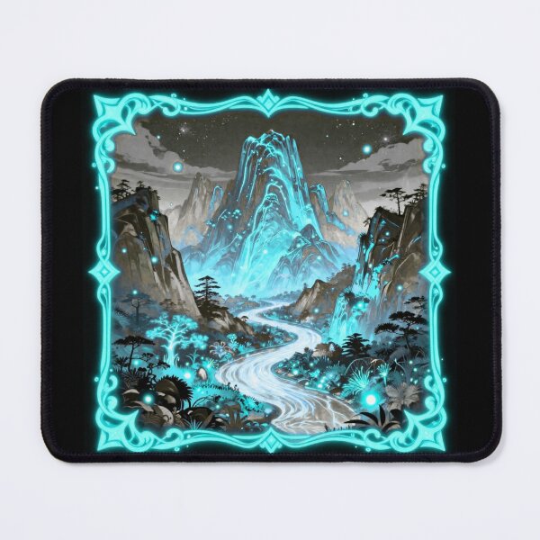 Item preview, Mystical Glowing Mountain Landscape | Fantasy River & Enchanted Nature Art designed and sold by DervoTeck2767.