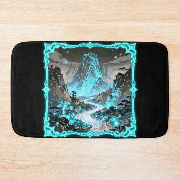 Artikelvorschau, Mystical Glowing Mountain Landscape | Fantasy River & Enchanted Nature Art entworfen und verkauft von DervoTeck2767.