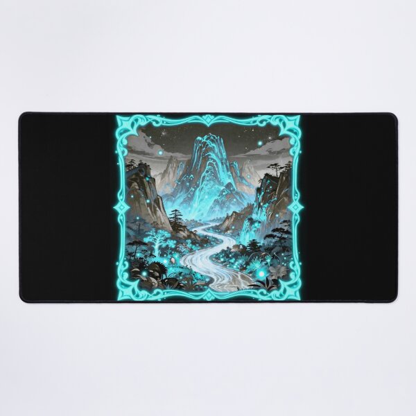 Item preview, Mystical Glowing Mountain Landscape | Fantasy River & Enchanted Nature Art designed and sold by DervoTeck2767.