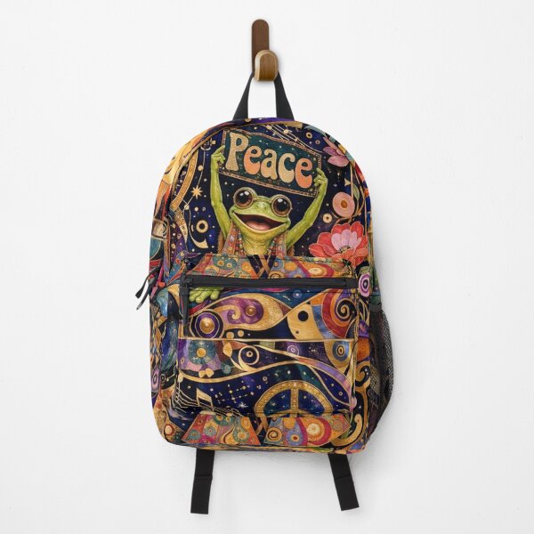 Item preview, Peace & Meow - Cosmic Duo: Cat and Frog, Hippie à la Klimt designed and sold by Natalia-Vlad.