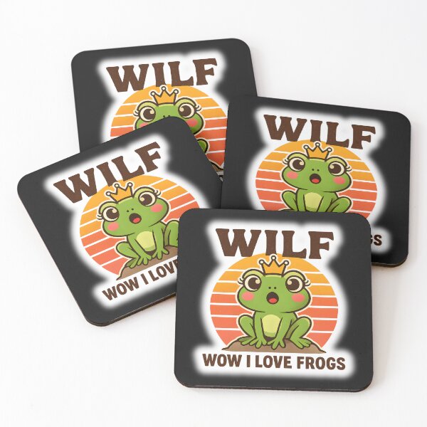 Item preview, WILF Frog Cute Design – Wow I Love Frogs Funny Meme, Kawaii Frog Lover Gift, Retro Cartoon Frog designed and sold by Basma Designs | Retro, Kawaii Shirts & Stickers.