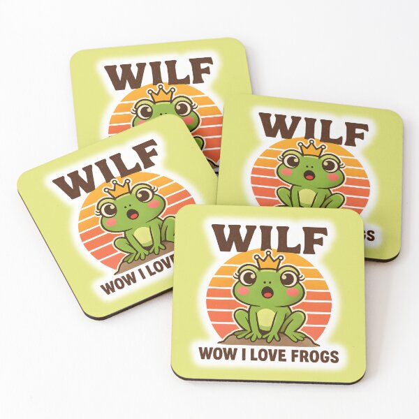Item preview, WILF Frog Sticker – Cute Funny Frog Meme, Wow I Love Frogs Kawaii Animal Sticker designed and sold by Basma Designs | Funny Shirts, Stickers & Mugs.