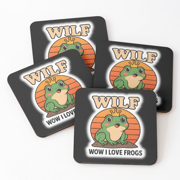 Item preview, WILF Frog Vintage Design – Wow I Love Frogs Funny Meme, Retro Frog Lover Gift, Cute Animal Cartoon designed and sold by Basma Designs | Funny Shirts, Stickers & Mugs.