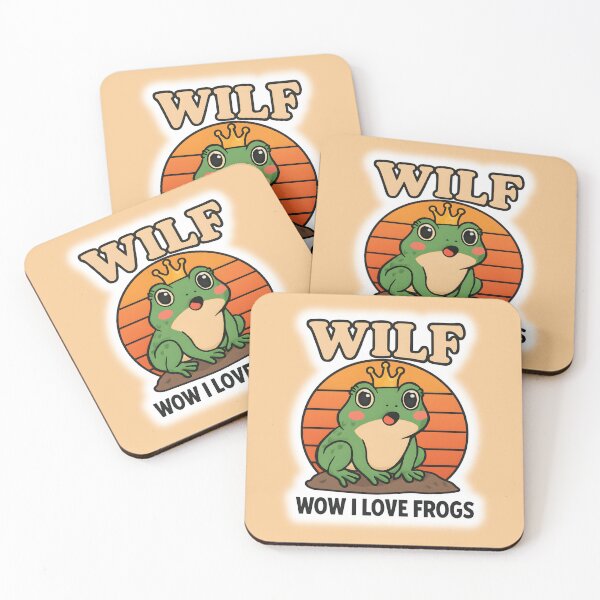 Item preview, WILF Frog Sticker Vintage – Cute Retro Frog Meme, Funny Animal Sticker, Frog Lover Gift designed and sold by Basma Designs | Retro, Kawaii Shirts & Stickers.