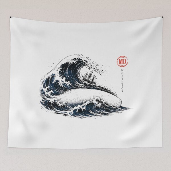 Item preview, Moby Dick Giant Crashing Ocean Wave Maritime Dark Aesthetic Art designed and sold by Fenay Designs.