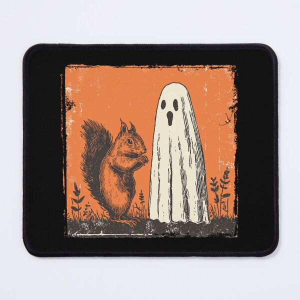 Item preview, Orange Squirrel Beside Tall Halloween Ghost designed and sold by grenithh.