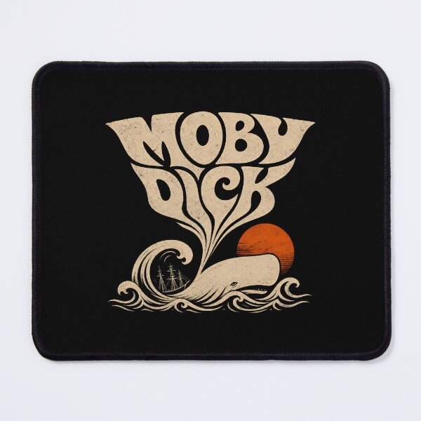 Item preview, Moby Dick Typographic Whale Spout Sailing Ship Retro Art designed and sold by Fenay Designs.