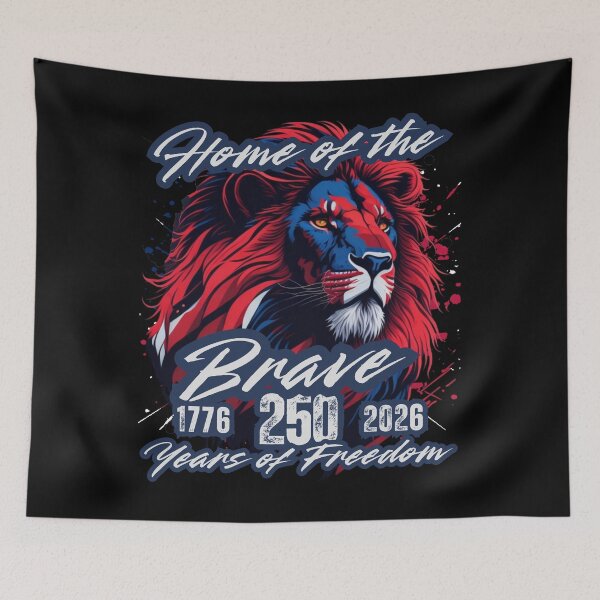 Item preview, Home of the Brave Lion — 1776 to 2026 America 250 Years of Freedom Patriotic Design designed and sold by GFamilyC.
