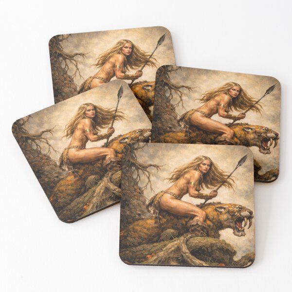 Item preview, Sabertooth Huntress – Prehistoric Fantasy Warrior designed and sold by ITSimagination.
