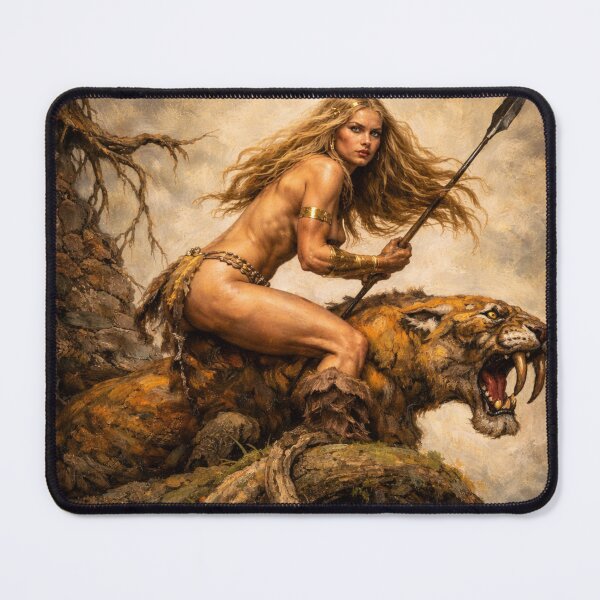 Item preview, Sabertooth Huntress – Prehistoric Fantasy Warrior designed and sold by ITSimagination.