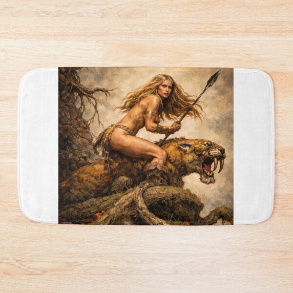 Item preview, Sabertooth Huntress – Prehistoric Fantasy Warrior designed and sold by ITSimagination.