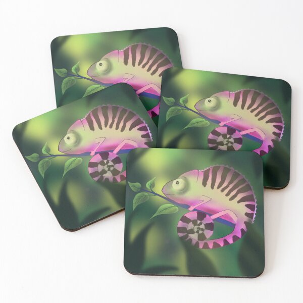 Item preview, Chameleon Spiral Blossom — Colour Changing Art Print, Pink Reptile Wall Art, Magenta Chameleon designed and sold by ArtByShoonya.