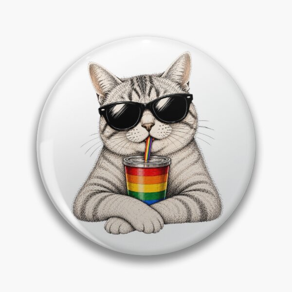 Item preview, Cool Pride Cat with Rainbow Tumbler | LGBTQ+ Cat Lover Illustration | Funny Rainbow Cat designed and sold by Ginastle26.