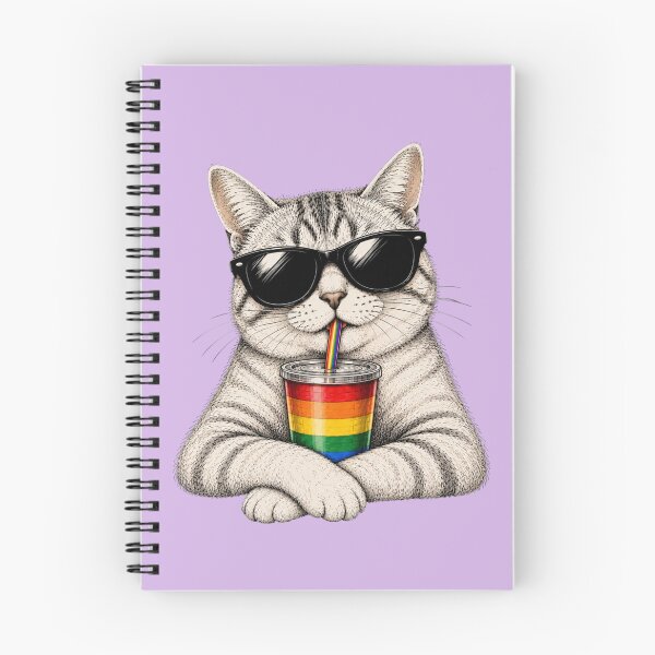 Item preview, Cool Pride Cat with Rainbow Tumbler | LGBTQ+ Cat Lover Illustration | Funny Rainbow Cat designed and sold by Ginastle26.