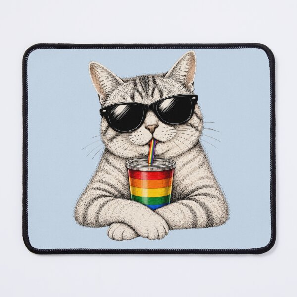 Item preview, Cool Pride Cat with Rainbow Tumbler | LGBTQ+ Cat Lover Illustration | Funny Rainbow Cat designed and sold by Ginastle26.
