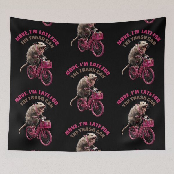 Item preview, Funny Angry Possum on Pink Bike - Trash Wildlife Humor designed and sold by thoughtswear.