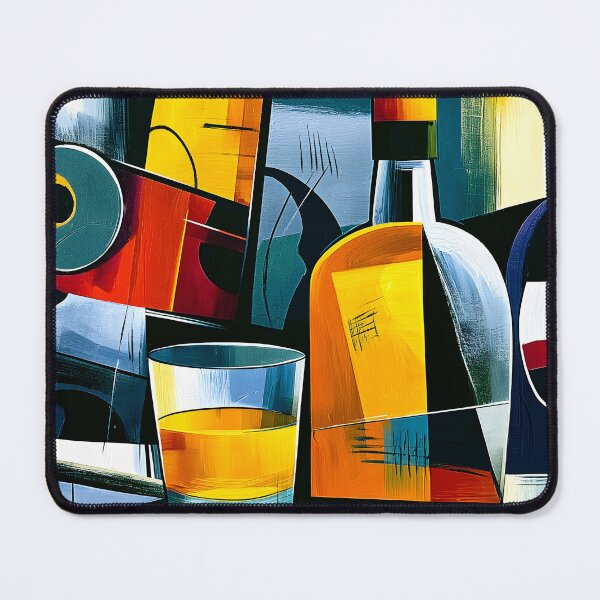 Item preview, Cocktails in Geometric Rhythm - Vibrant Bottles Glassware and Bold Abstract Mixology designed and sold by OlfactoART Studio.