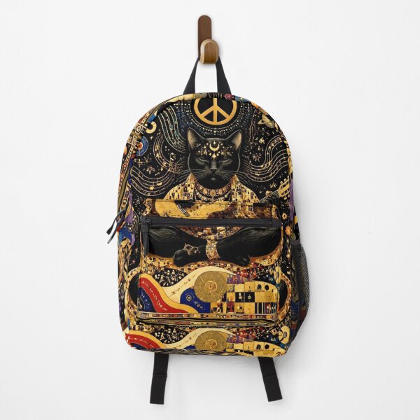 Item preview, Cosmic Meditation of the Black Cat - Guitar, Peace and Hippie à la Klimt designed and sold by Natalia-Vlad.