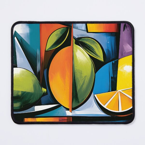 Item preview, Cubist Citrus Symphony - Oranges Lemons and Bold Geometric Color in Modern Harmony designed and sold by OlfactoART Studio.