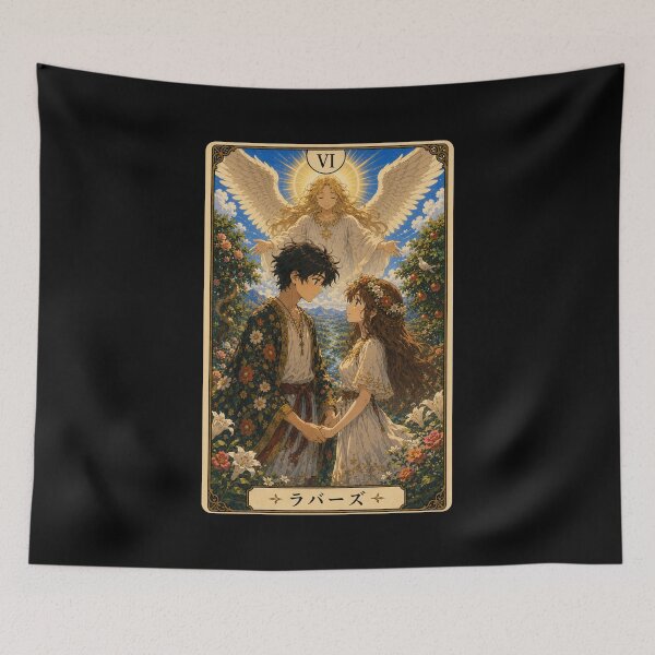 Item preview, Tarot card the lovers in anime style designed and sold by ProjecTees.