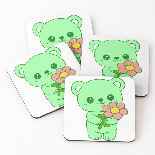 Item preview, Cute Kawaii Green Teddy Bear designed and sold by Phyllya Design.