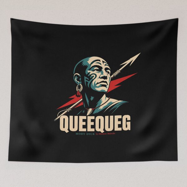 Item preview, Moby Dick Queequeg Graphic Novel Portrait Harpoon Art designed and sold by Fenay Designs.
