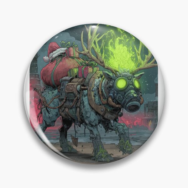 Item preview, TOCOCLAWS Toxic Sleigh: Radioactive Gas Mask Reindeer Throw Pillow designed and sold by TOCOCLAWS.