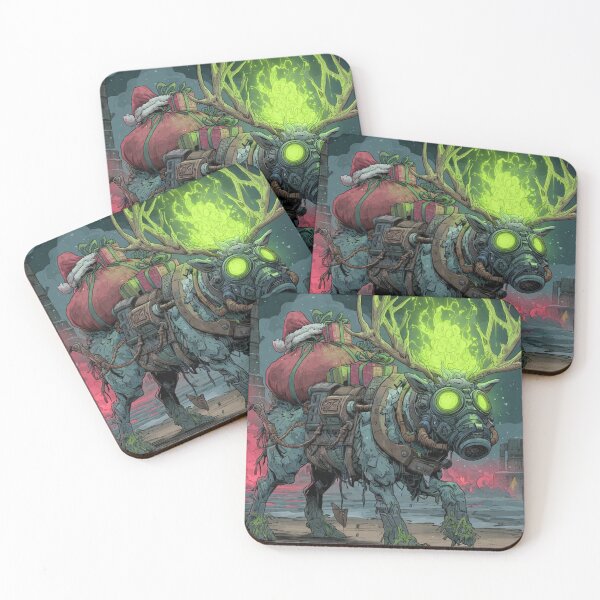 Item preview, TOCOCLAWS Toxic Sleigh: Radioactive Gas Mask Reindeer Throw Pillow designed and sold by TOCOCLAWS.