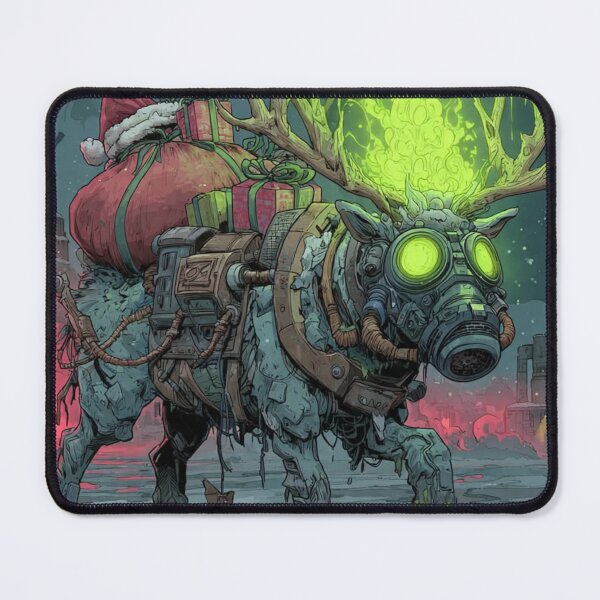 Item preview, TOCOCLAWS Toxic Sleigh: Radioactive Gas Mask Reindeer Throw Pillow designed and sold by TOCOCLAWS.