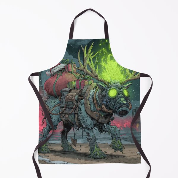 Item preview, TOCOCLAWS Toxic Sleigh: Radioactive Gas Mask Reindeer Throw Pillow designed and sold by TOCOCLAWS.